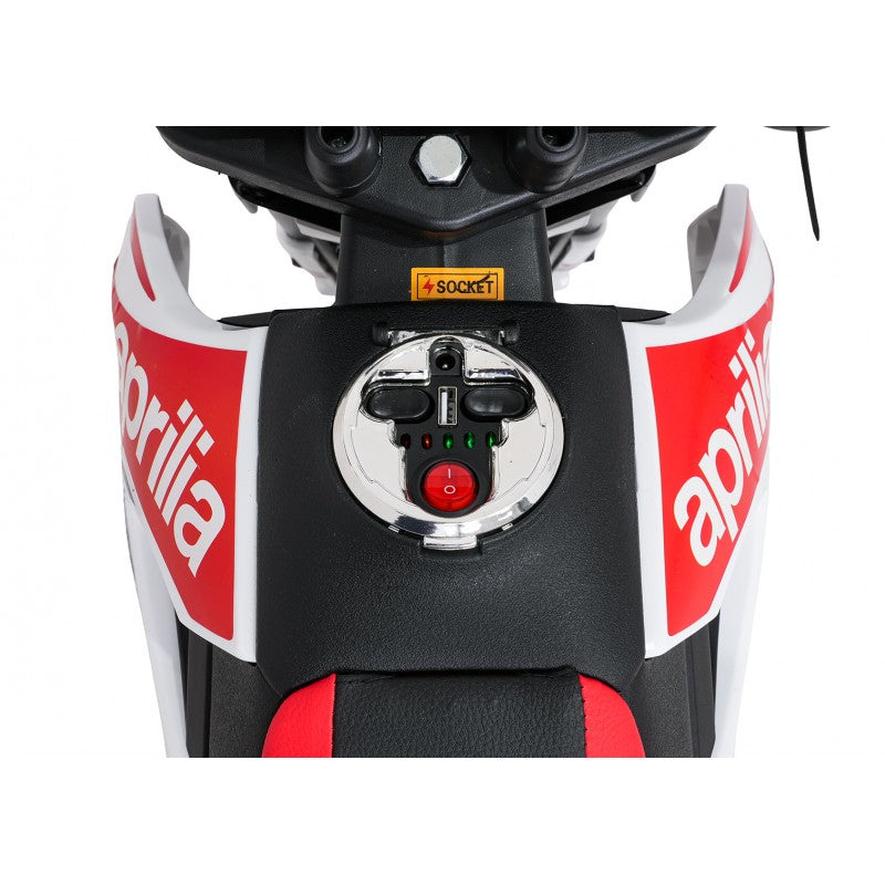 Moto Cross Elettrica per Bambini Aprilia RX con Rotelle Bianca
