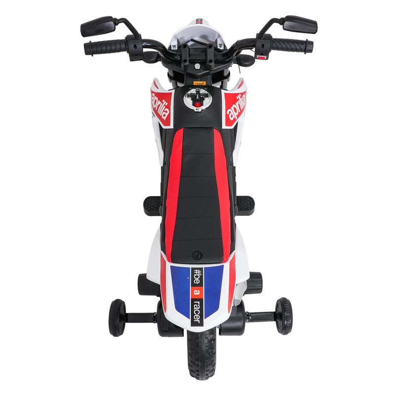 Moto Cross Elettrica per Bambini Aprilia RX con Rotelle Bianca