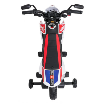 Moto Cross Elettrica per Bambini Aprilia RX con Rotelle Bianca