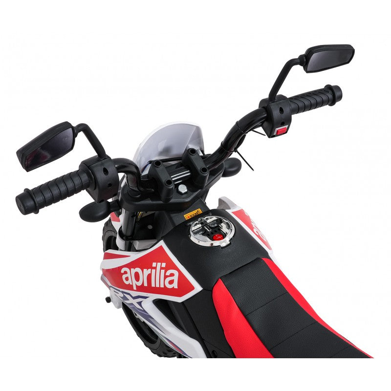 Moto Cross Elettrica per Bambini Aprilia RX con Rotelle Bianca