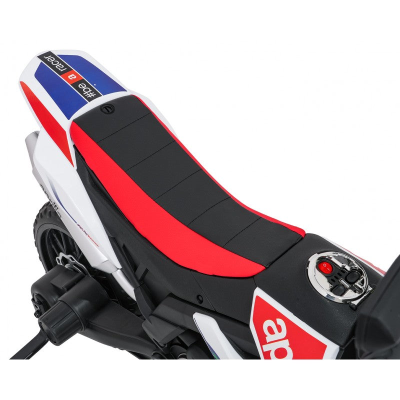 Moto Cross Elettrica per Bambini Aprilia RX con Rotelle Bianca