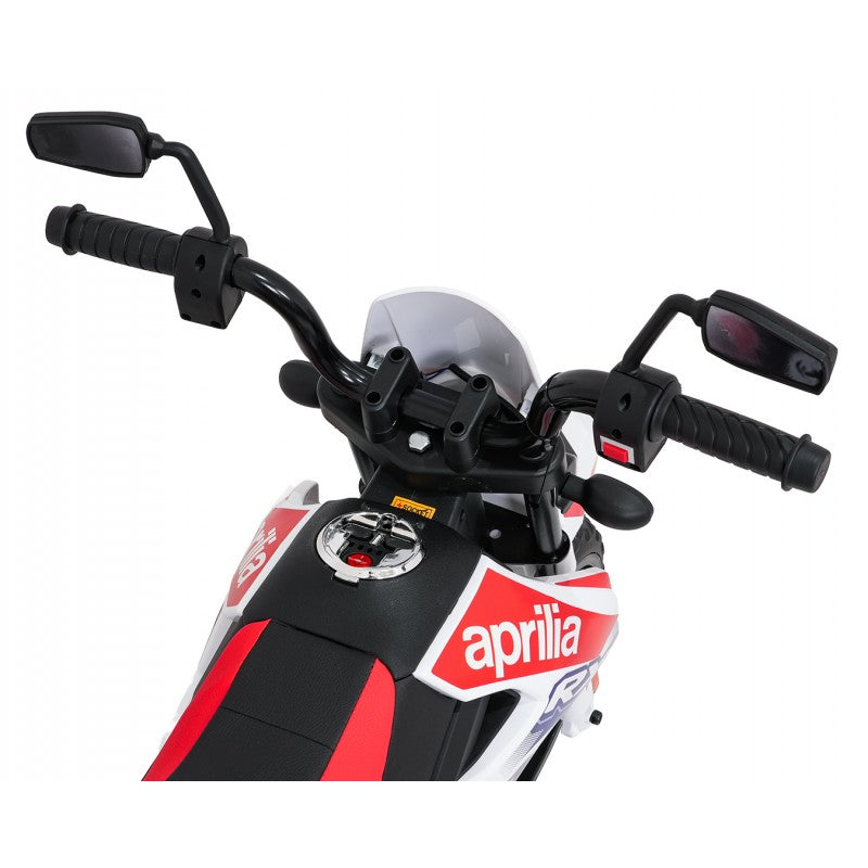 Moto Cross Elettrica per Bambini Aprilia RX con Rotelle Bianca