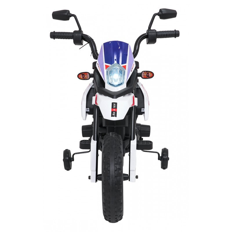 Moto Cross Elettrica per Bambini Aprilia RX con Rotelle Bianca