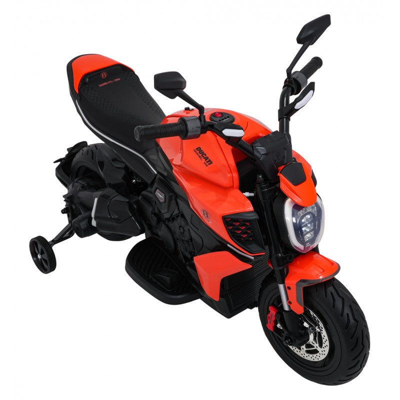 Moto Elettrica per Bambini Ducati Diavel x Bentley con Rotelle Arancione
