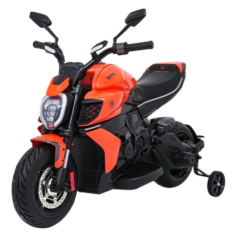 Moto Elettrica per Bambini Ducati Diavel x Bentley con Rotelle Arancione