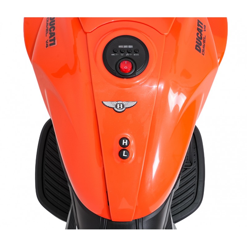 Moto Elettrica per Bambini Ducati Diavel x Bentley con Rotelle Arancione