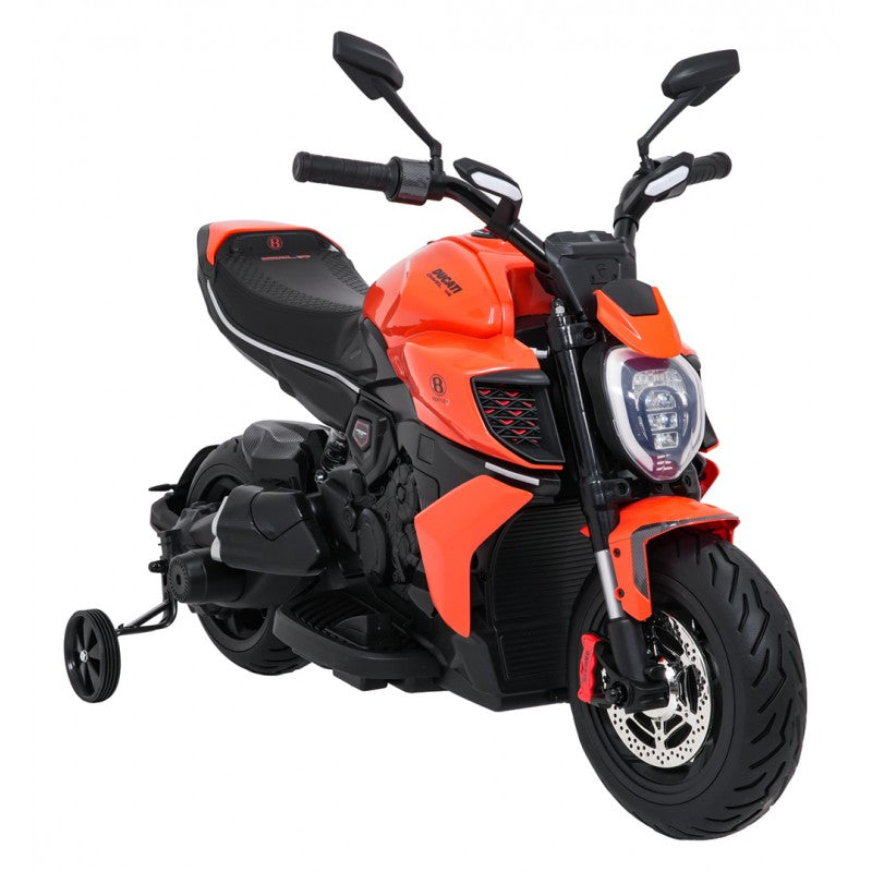 Moto Elettrica per Bambini Ducati Diavel x Bentley con Rotelle Arancione