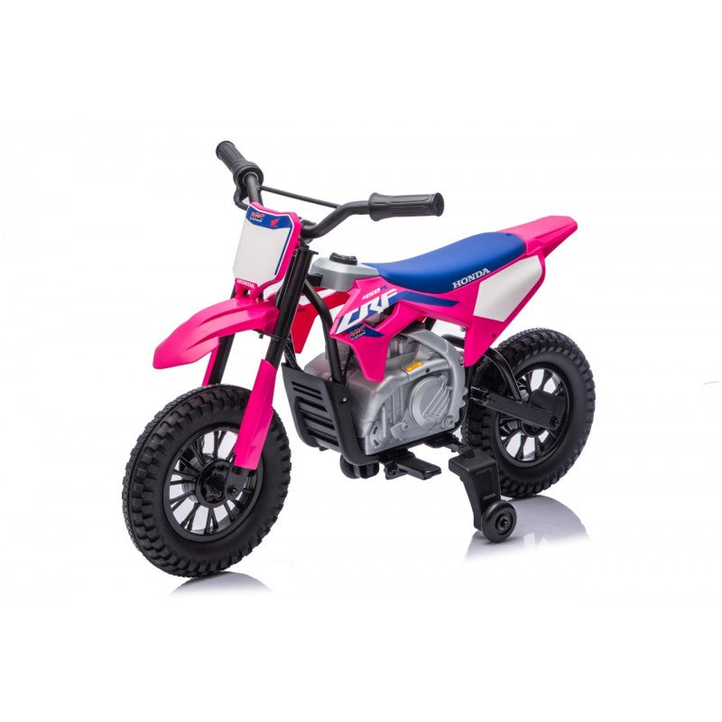 Moto Cross Elettrica per Bambini Honda CRF450R con Rotelle Rosa