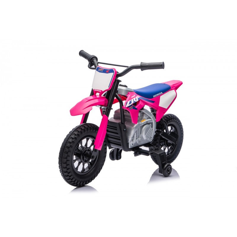 Moto Cross Elettrica per Bambini Honda CRF450R con Rotelle Rosa