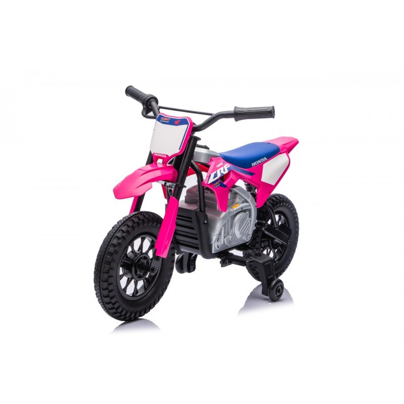 Moto Cross Elettrica per Bambini Honda CRF450R con Rotelle Rosa