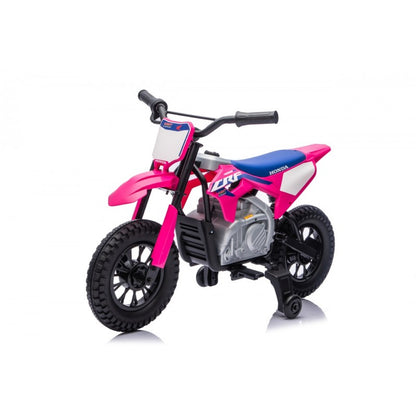 Moto Cross Elettrica per Bambini Honda CRF450R con Rotelle Rosa