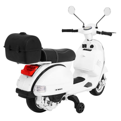 Scooter Elettrico per Bambini Stile Vespa con Rotelle Bianco