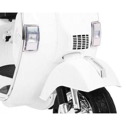 Scooter Elettrico per Bambini Stile Vespa con Rotelle Bianco