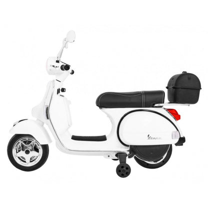 Scooter Elettrico per Bambini Stile Vespa con Rotelle Bianco