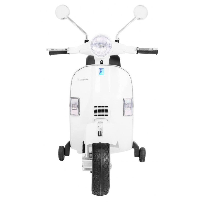 Scooter Elettrico per Bambini Stile Vespa con Rotelle Bianco