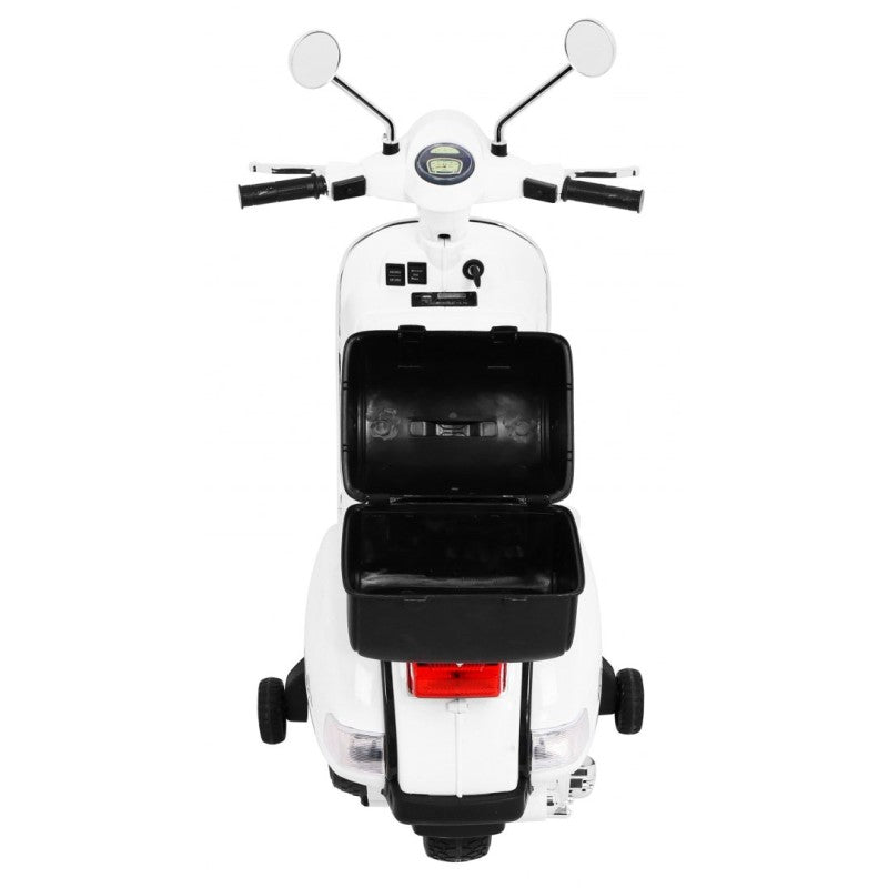 Scooter Elettrico per Bambini Stile Vespa con Rotelle Bianco