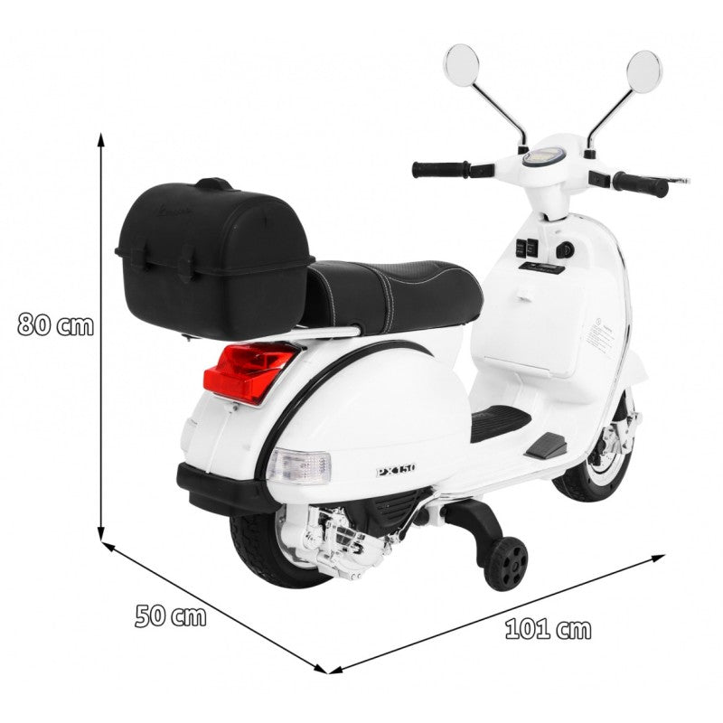 Scooter Elettrico per Bambini Stile Vespa con Rotelle Bianco